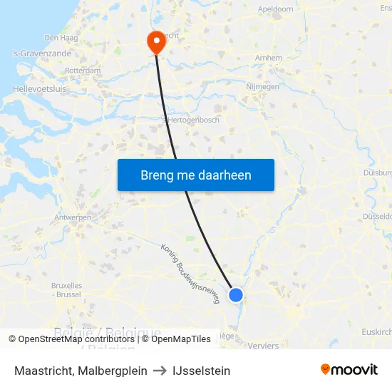 Maastricht, Malbergplein to IJsselstein map