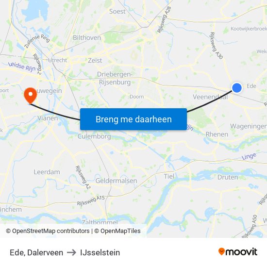 Ede, Dalerveen to IJsselstein map
