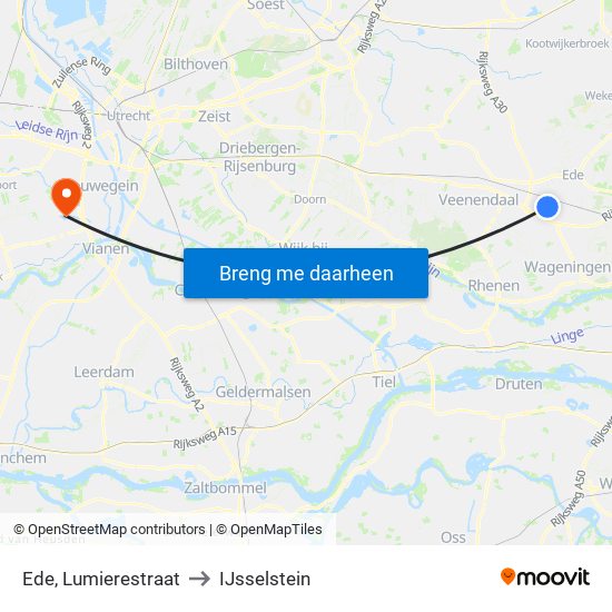 Ede, Lumierestraat to IJsselstein map