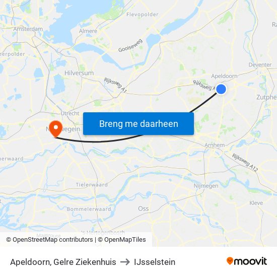 Apeldoorn, Gelre Ziekenhuis to IJsselstein map