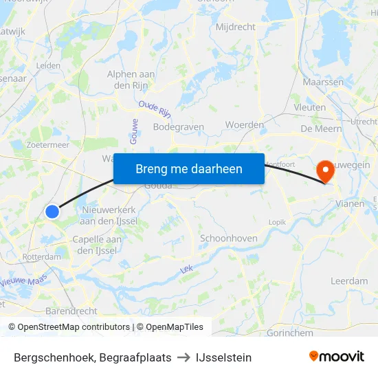 Bergschenhoek, Begraafplaats to IJsselstein map