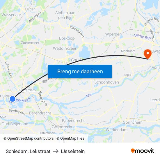 Schiedam, Lekstraat to IJsselstein map