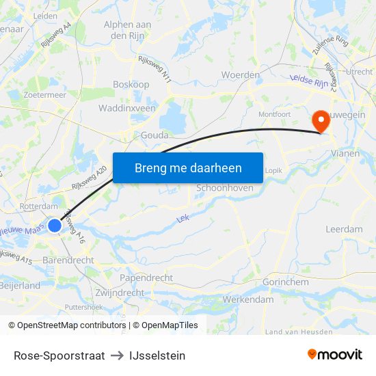 Rose-Spoorstraat to IJsselstein map
