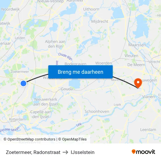 Zoetermeer, Radonstraat to IJsselstein map