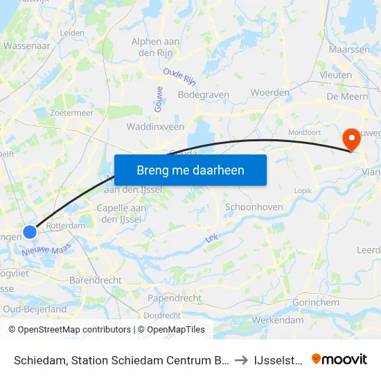 Schiedam, Station Schiedam Centrum Buffer to IJsselstein map