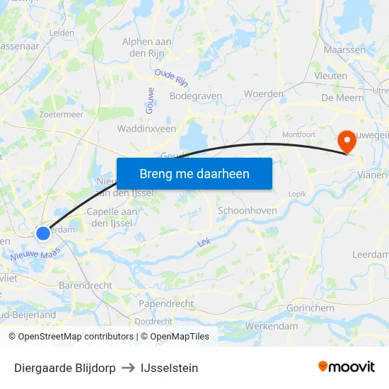 Diergaarde Blijdorp to IJsselstein map