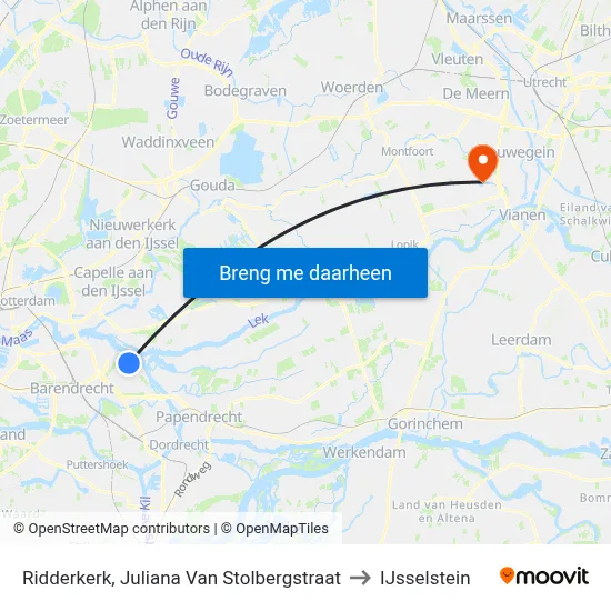 Ridderkerk, Juliana Van Stolbergstraat to IJsselstein map