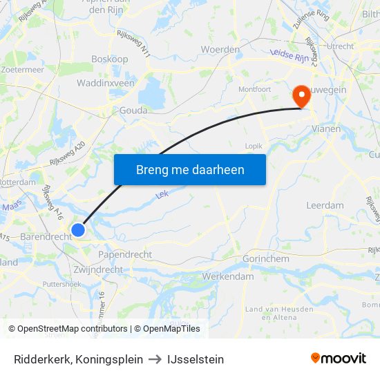 Ridderkerk, Koningsplein to IJsselstein map