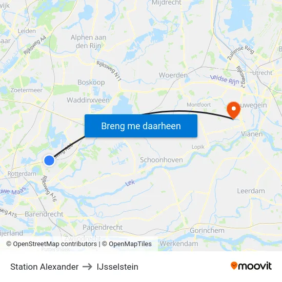 Station Alexander to IJsselstein map