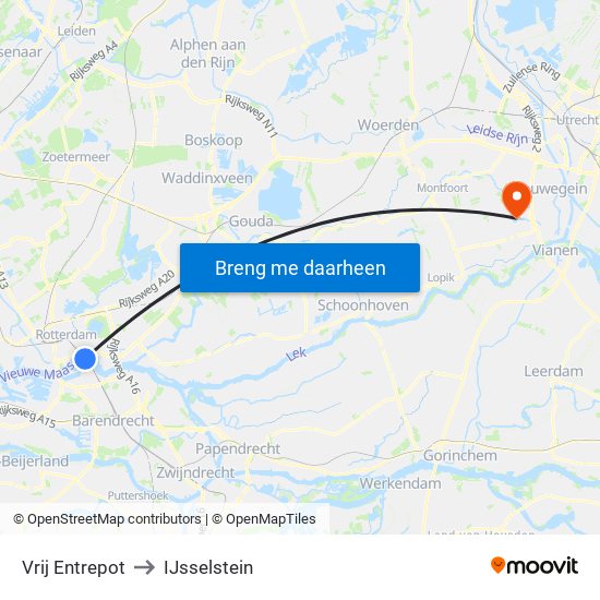 Vrij Entrepot to IJsselstein map