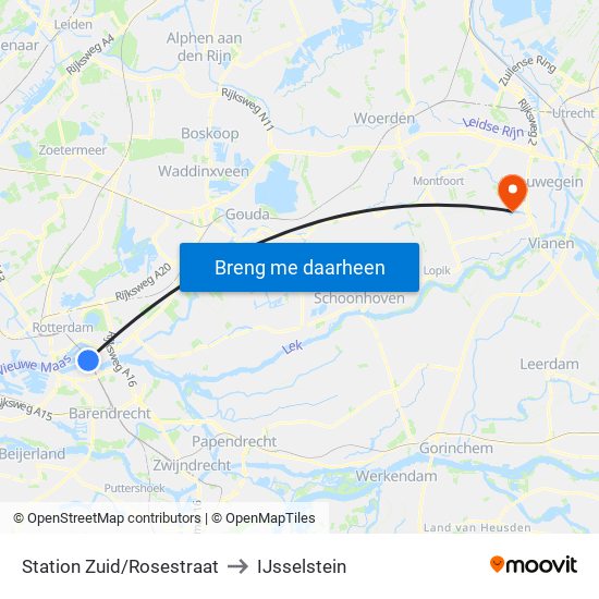 Station Zuid/Rosestraat to IJsselstein map