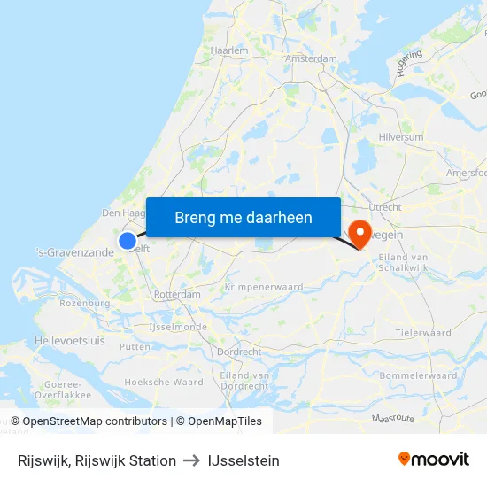 Rijswijk, Rijswijk Station to IJsselstein map