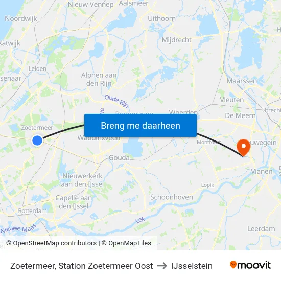 Zoetermeer, Station Zoetermeer Oost to IJsselstein map