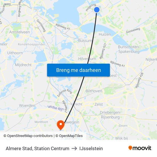 Almere Stad, Station Centrum to IJsselstein map