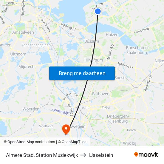 Almere Stad, Station Muziekwijk to IJsselstein map