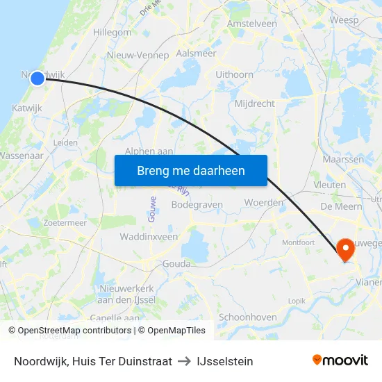 Noordwijk, Huis Ter Duinstraat to IJsselstein map