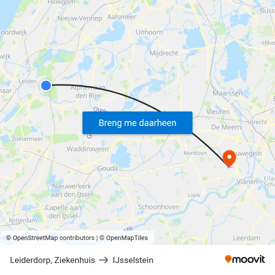 Leiderdorp, Ziekenhuis to IJsselstein map