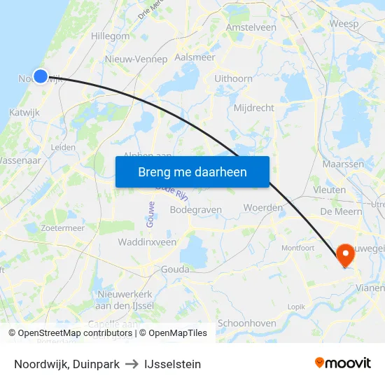 Noordwijk, Duinpark to IJsselstein map