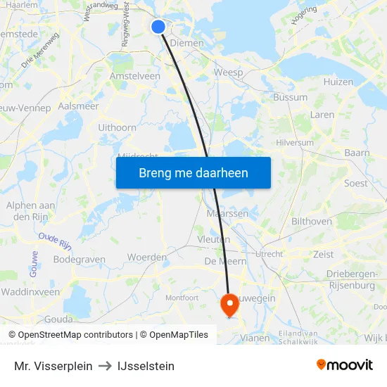 Mr. Visserplein to IJsselstein map