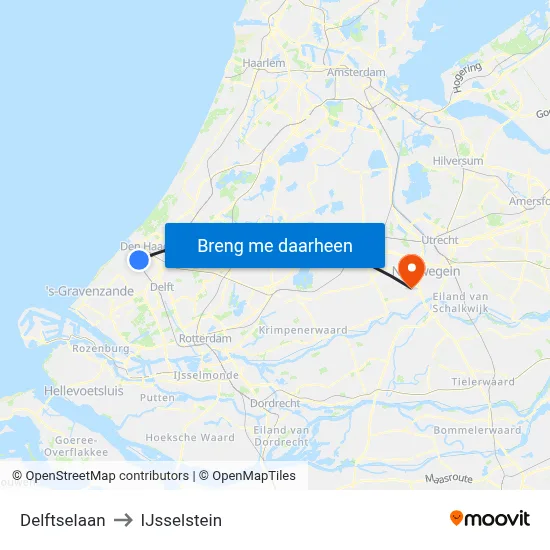 Delftselaan to IJsselstein map