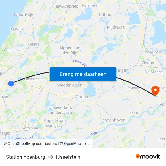 Station Ypenburg to IJsselstein map