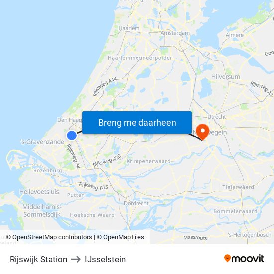 Rijswijk Station to IJsselstein map