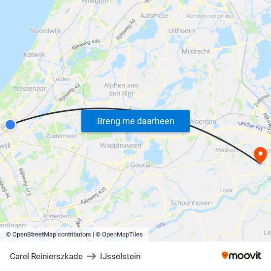 Carel Reinierszkade to IJsselstein map