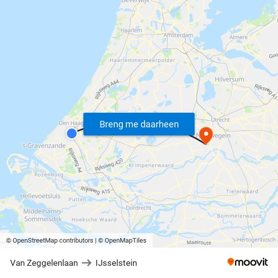 Van Zeggelenlaan to IJsselstein map