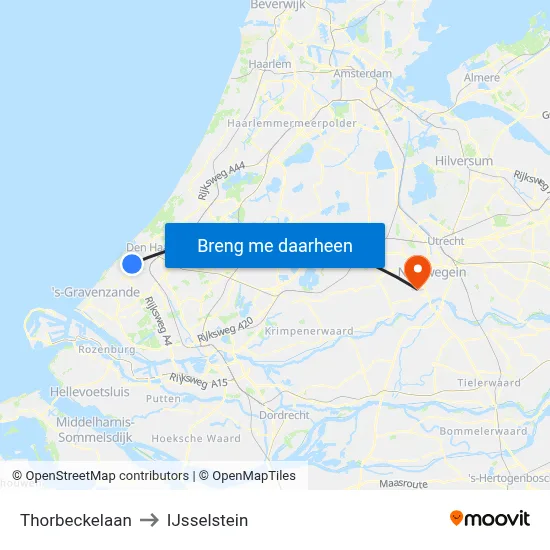 Thorbeckelaan to IJsselstein map