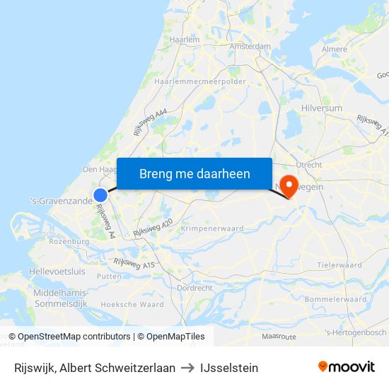Rijswijk, Albert Schweitzerlaan to IJsselstein map