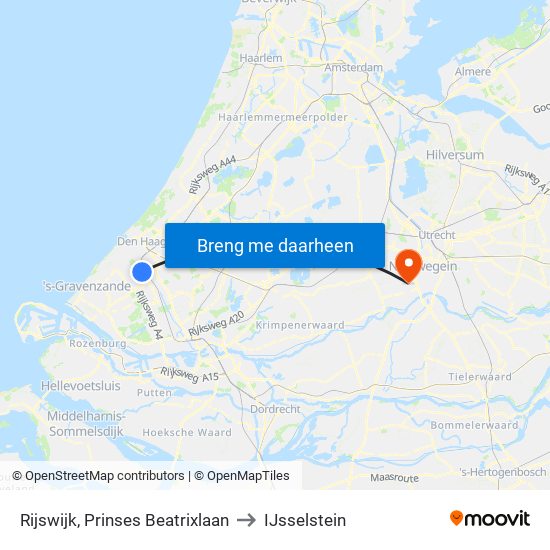 Rijswijk, Prinses Beatrixlaan to IJsselstein map