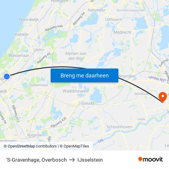 'S-Gravenhage, Overbosch to IJsselstein map