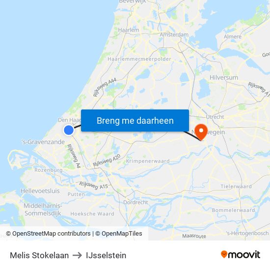 Melis Stokelaan to IJsselstein map
