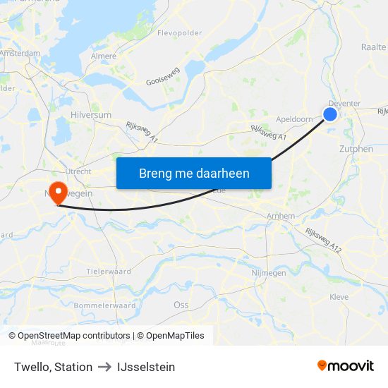 Twello, Station to IJsselstein map