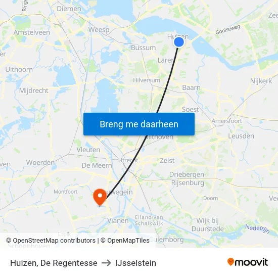 Huizen, De Regentesse to IJsselstein map
