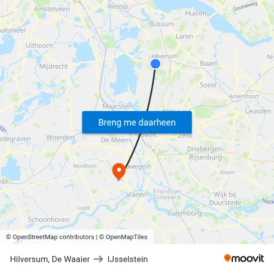 Hilversum, De Waaier to IJsselstein map