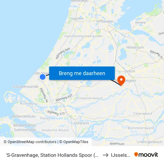 'S-Gravenhage, Station Hollands Spoor (Perron B) to IJsselstein map