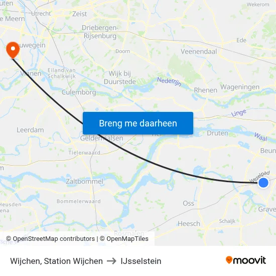 Wijchen, Station Wijchen to IJsselstein map