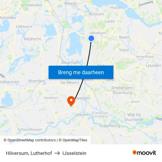Hilversum, Lutherhof to IJsselstein map