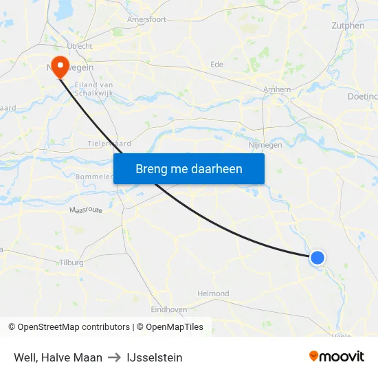 Well, Halve Maan to IJsselstein map