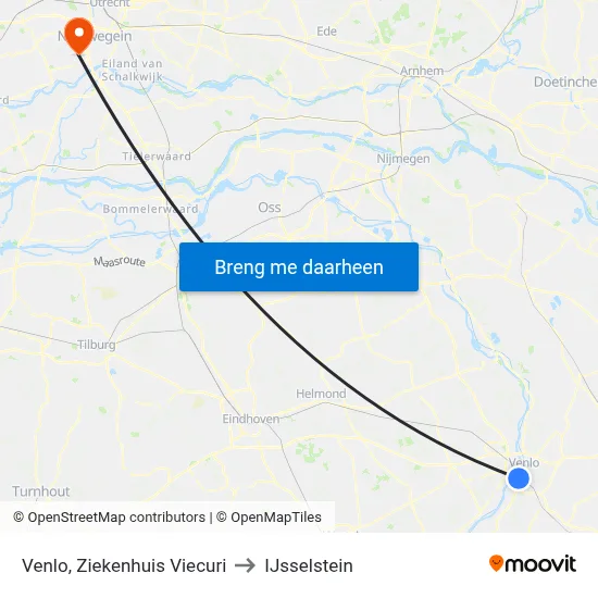Venlo, Ziekenhuis Viecuri to IJsselstein map