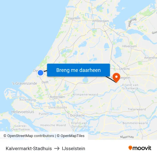 Kalvermarkt-Stadhuis to IJsselstein map