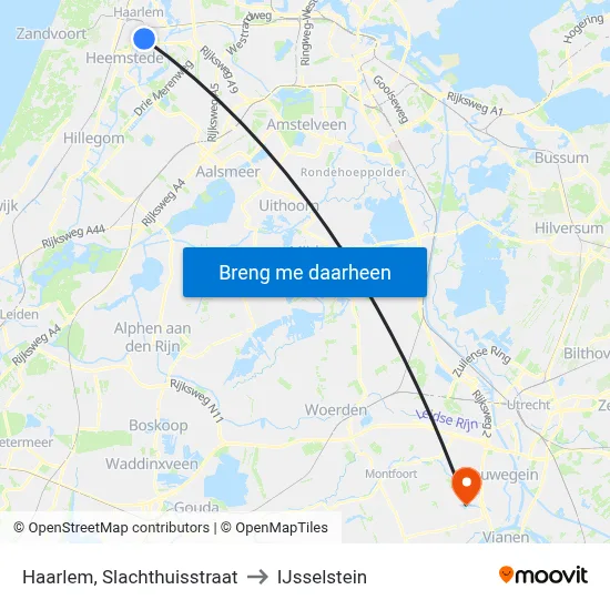 Haarlem, Slachthuisstraat to IJsselstein map