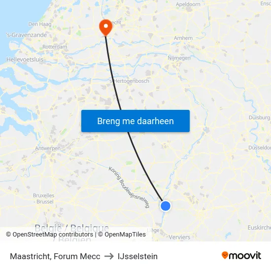 Maastricht, Forum Mecc to IJsselstein map
