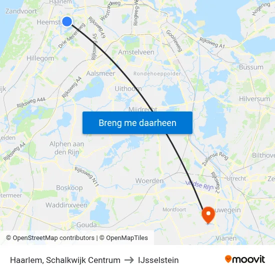 Haarlem, Schalkwijk Centrum to IJsselstein map