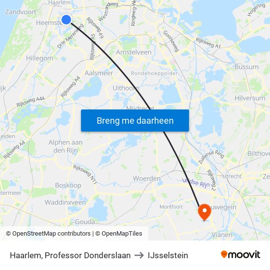 Haarlem, Professor Donderslaan to IJsselstein map