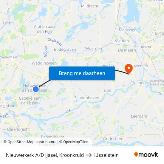 Nieuwerkerk A/D Ijssel, Kroonkruid to IJsselstein map