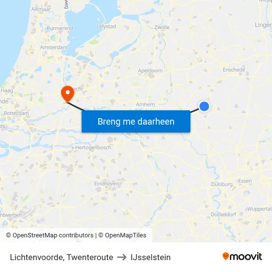 Lichtenvoorde, Twenteroute to IJsselstein map