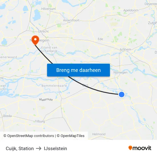 Cuijk, Station to IJsselstein map