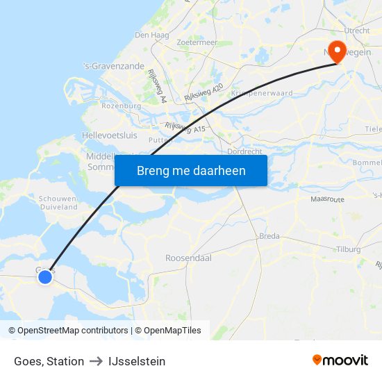 Goes, Station to IJsselstein map